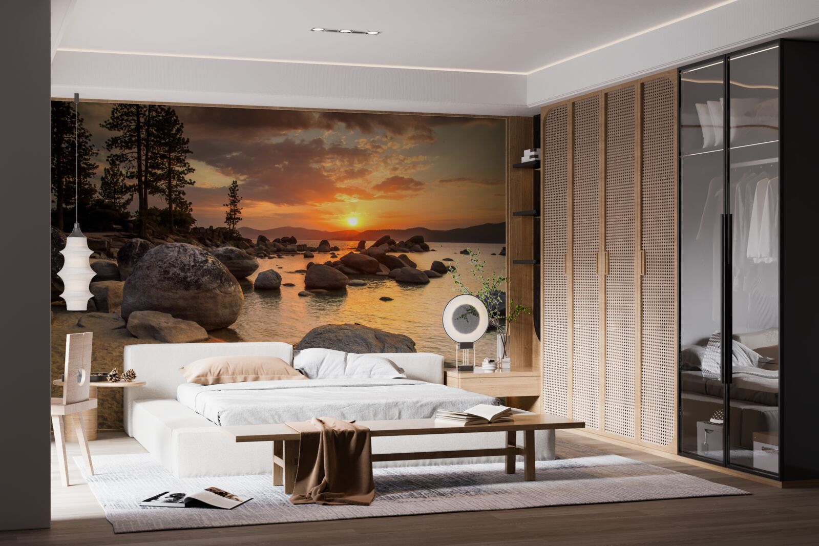 Papier peint rivage rocailleux