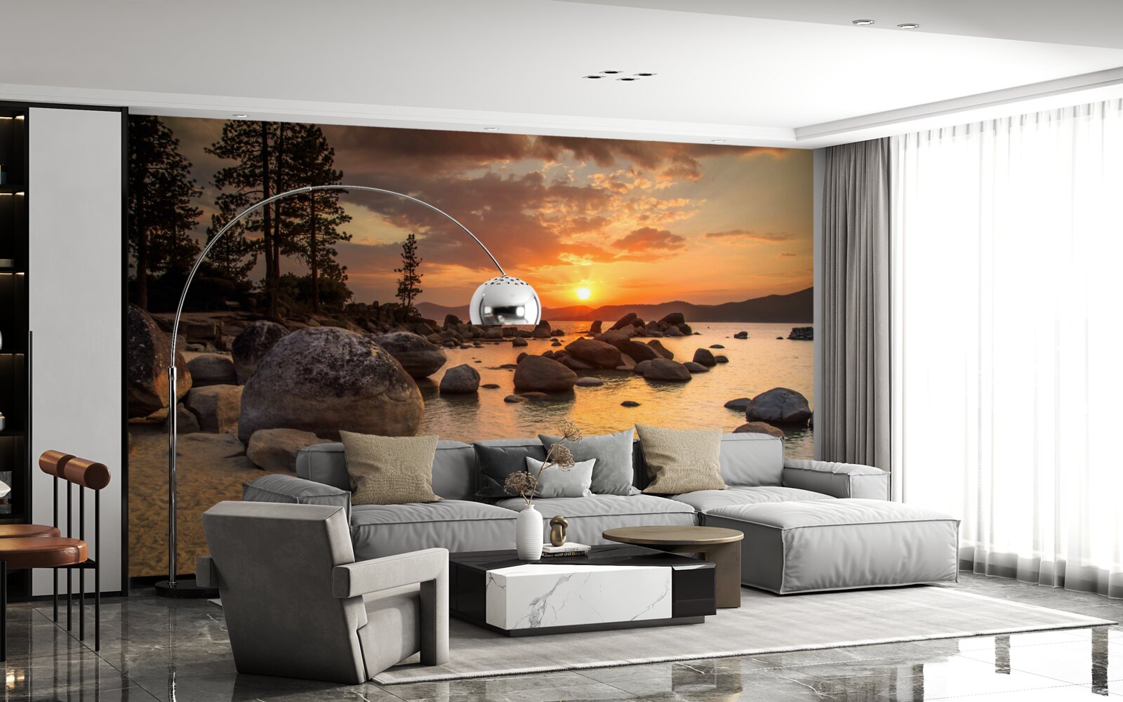 Papier peint rivage rocailleux