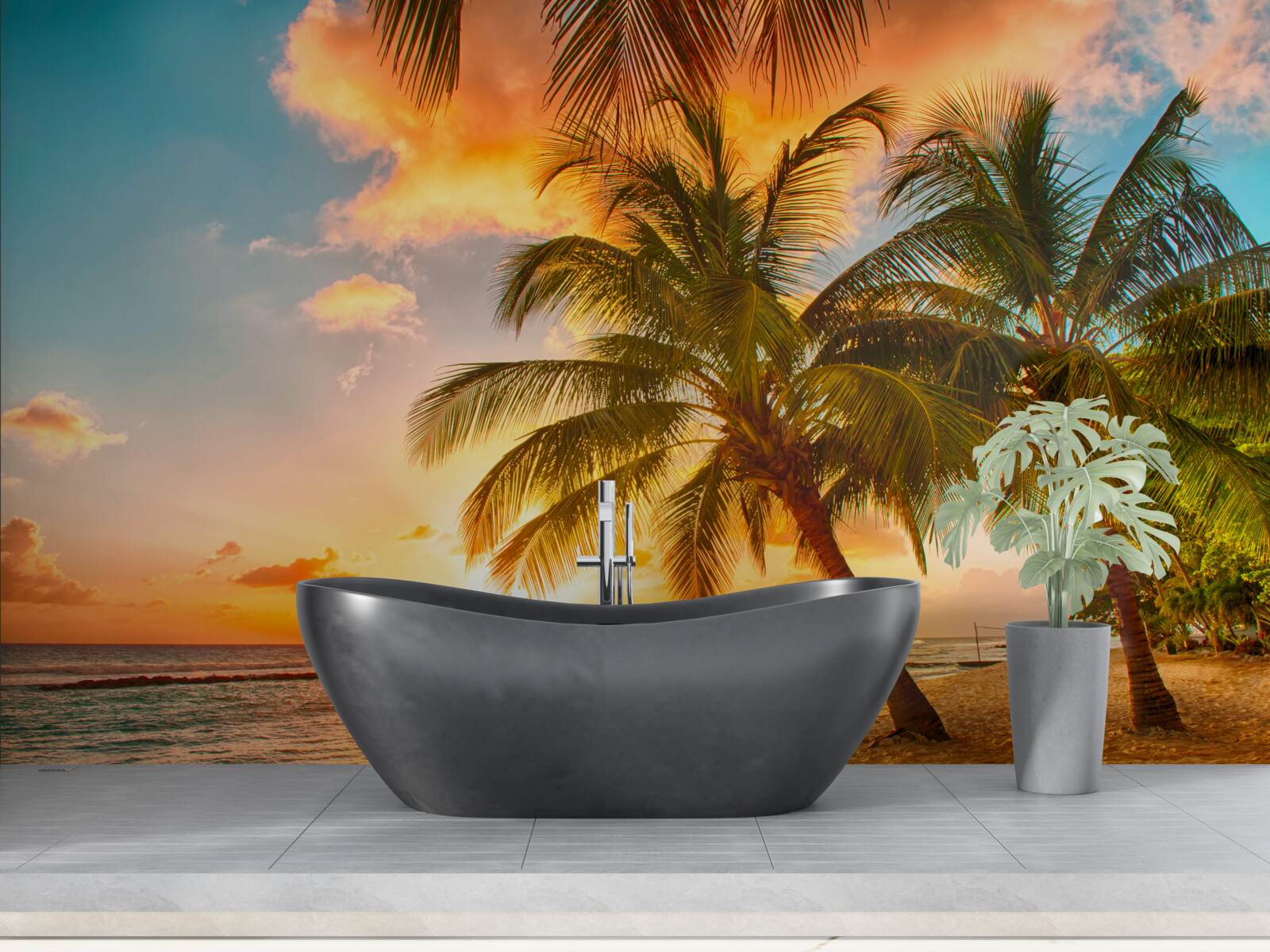 Papier peint coucher de soleil hypnotique par une journée d'été