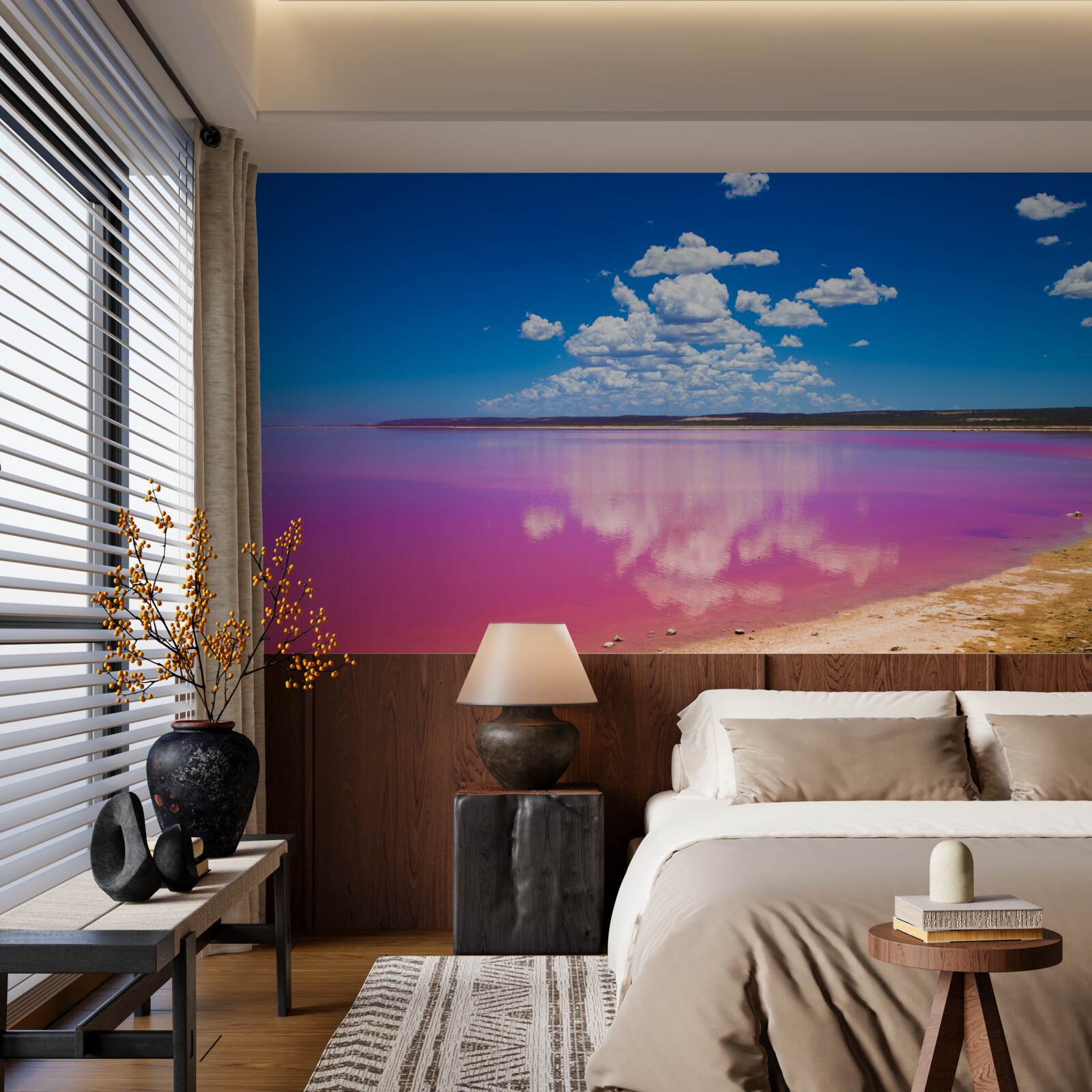 Papier peint la lagune de hutt aux eaux roses