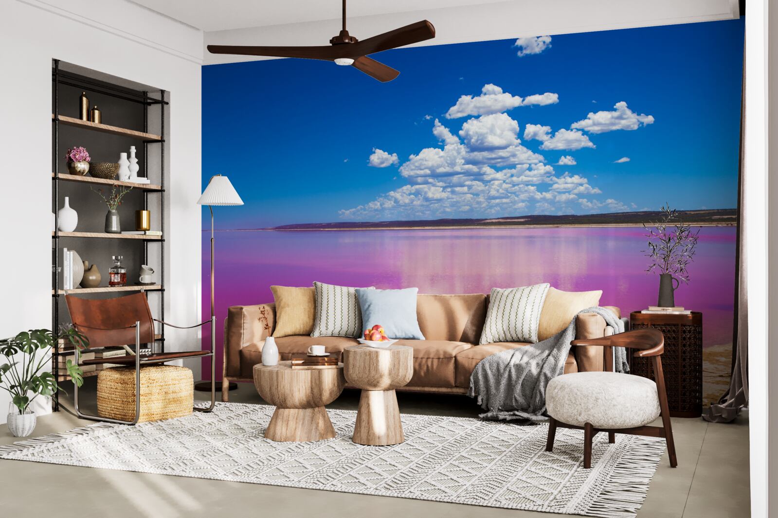 Papier peint la lagune de hutt aux eaux roses
