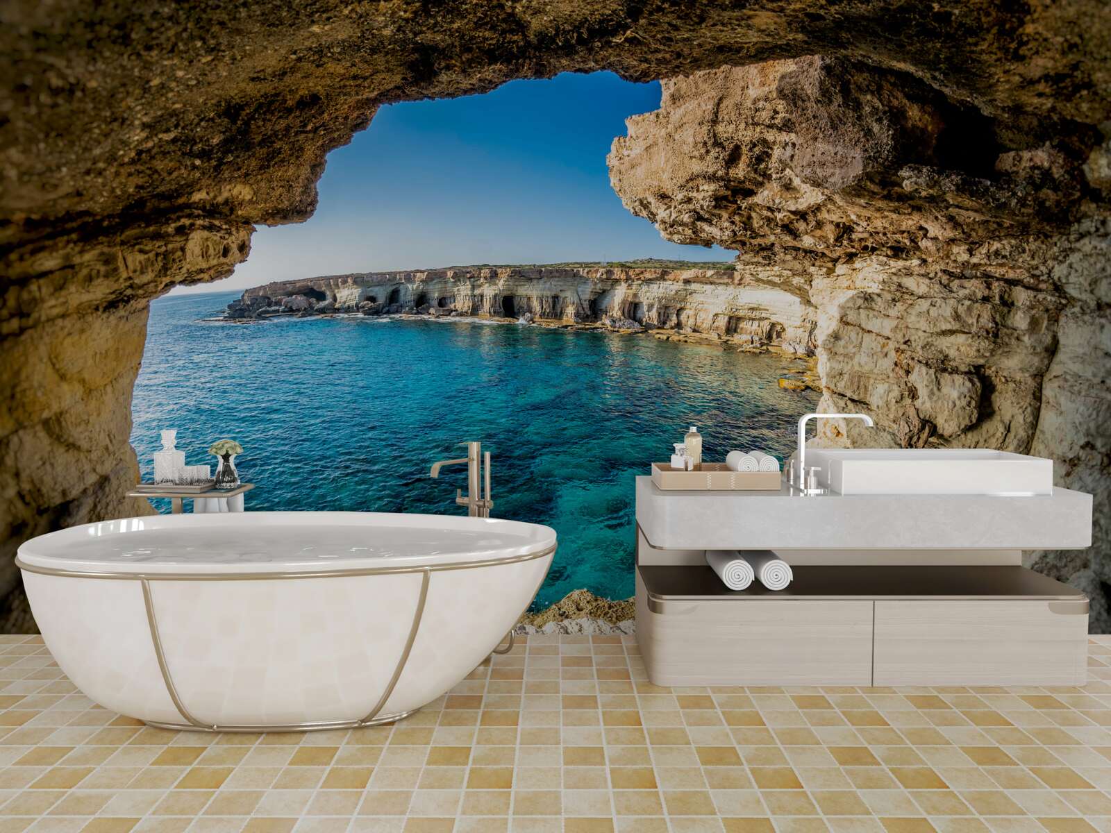 Papier peint grottes sous l'eau à Chypre