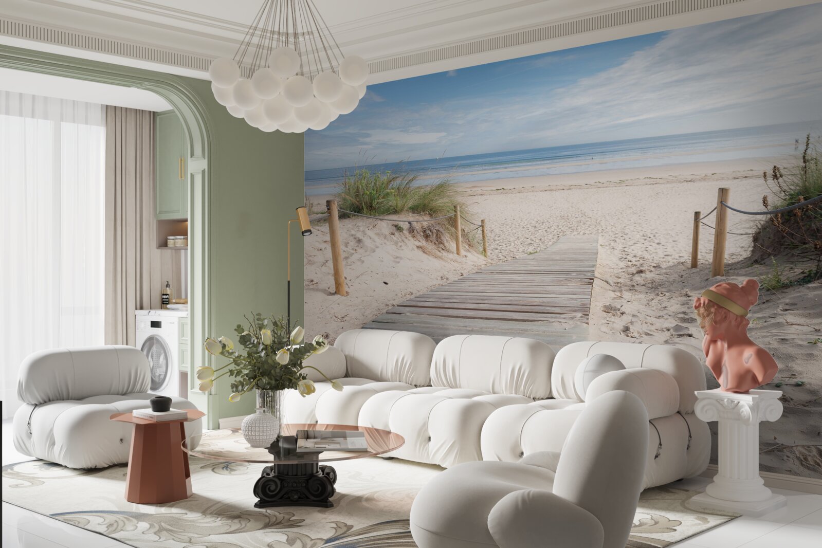 Papier peint Chemin de sable menant à l'océan