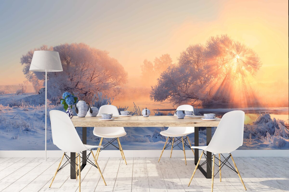 Papier peint matinée d'hiver dans le froid