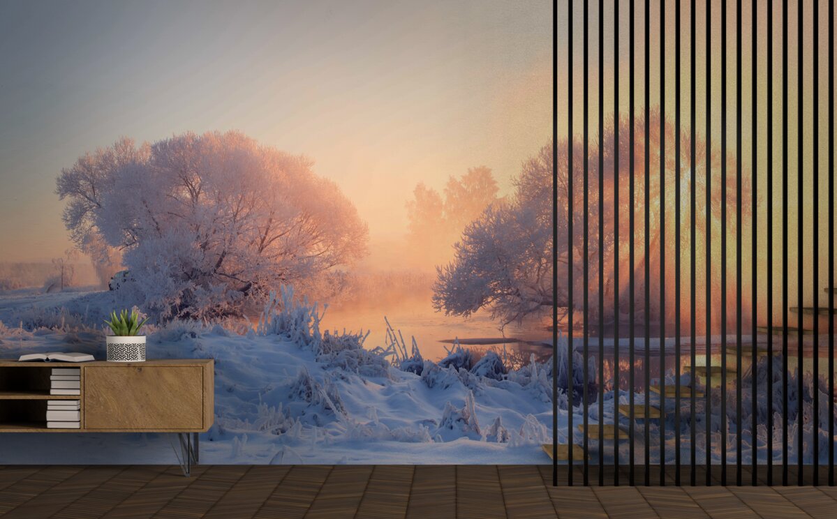 Papier peint matinée d'hiver dans le froid
