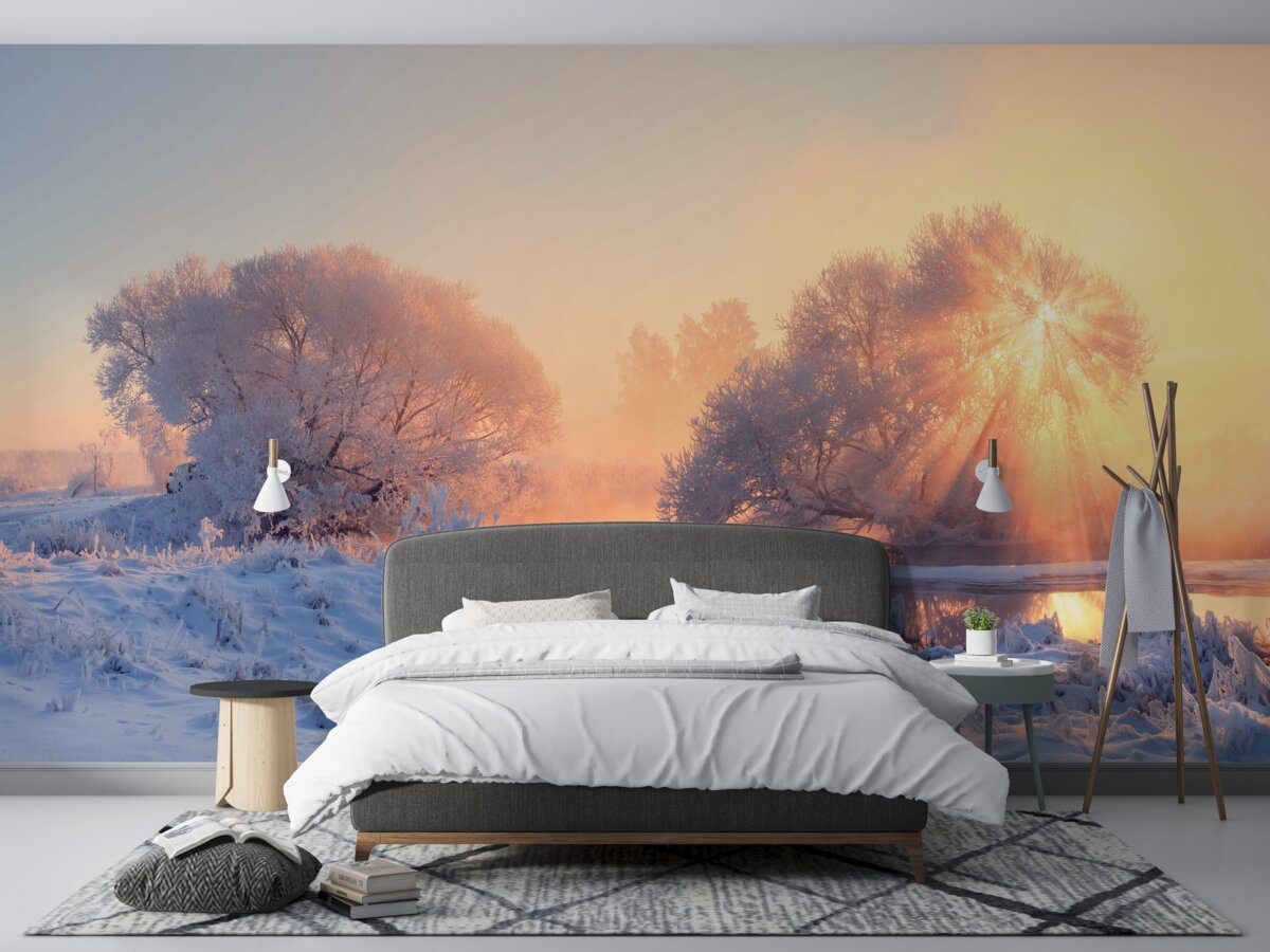 Papier peint matinée d'hiver dans le froid