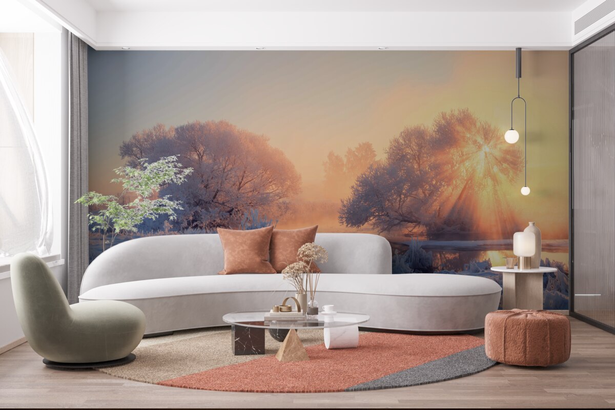 Papier peint matinée d'hiver dans le froid