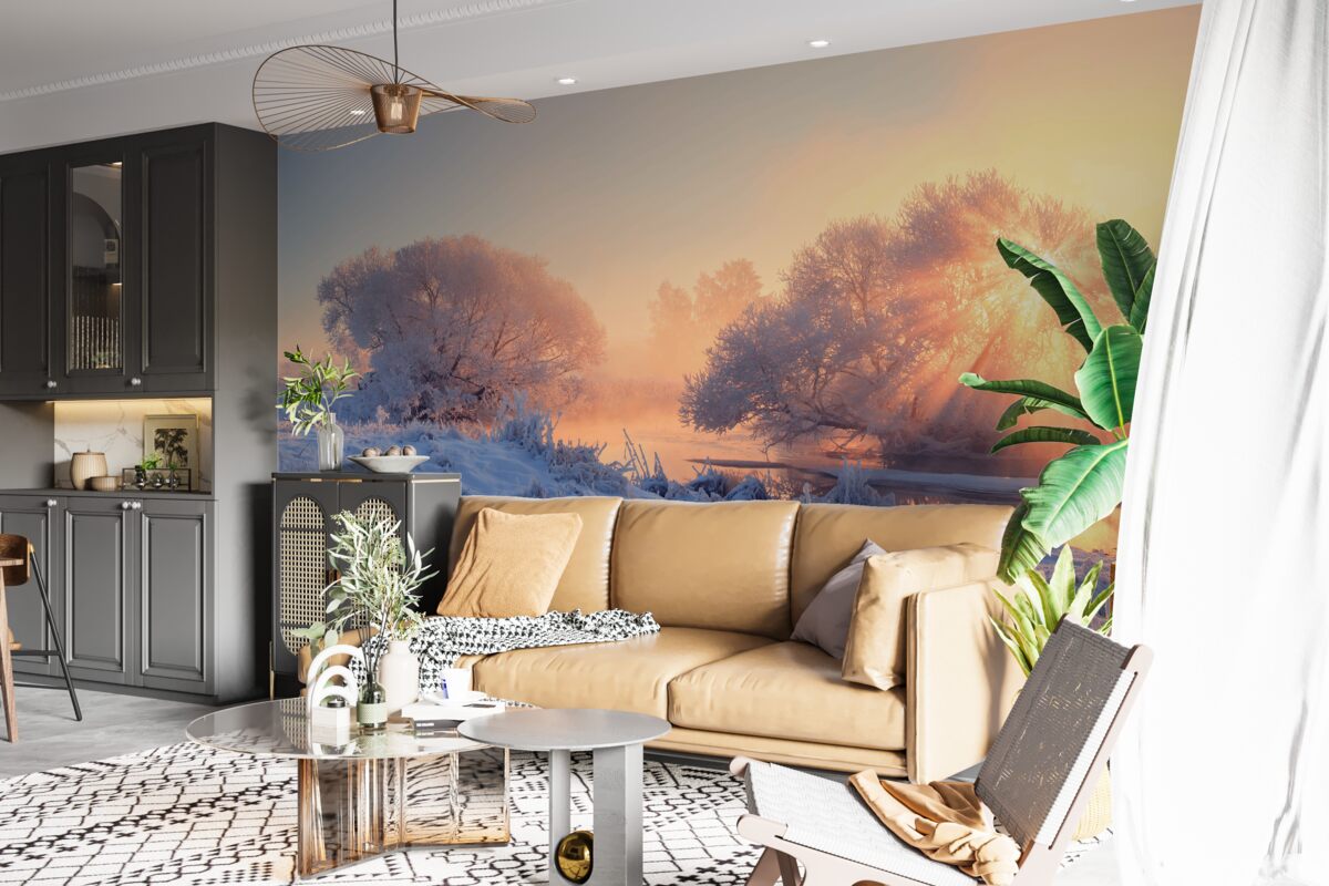 Papier peint matinée d'hiver dans le froid