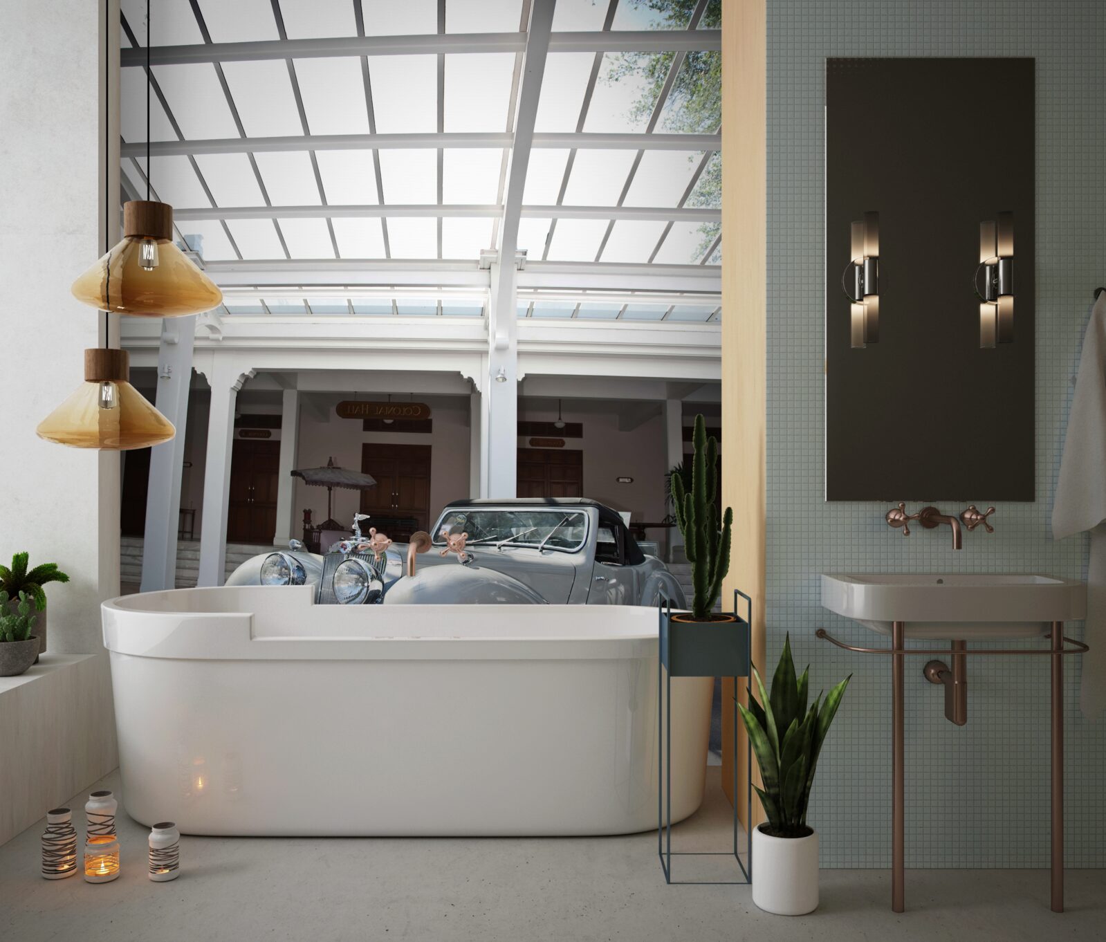 Papier peint vieille voiture grise près du bâtiment