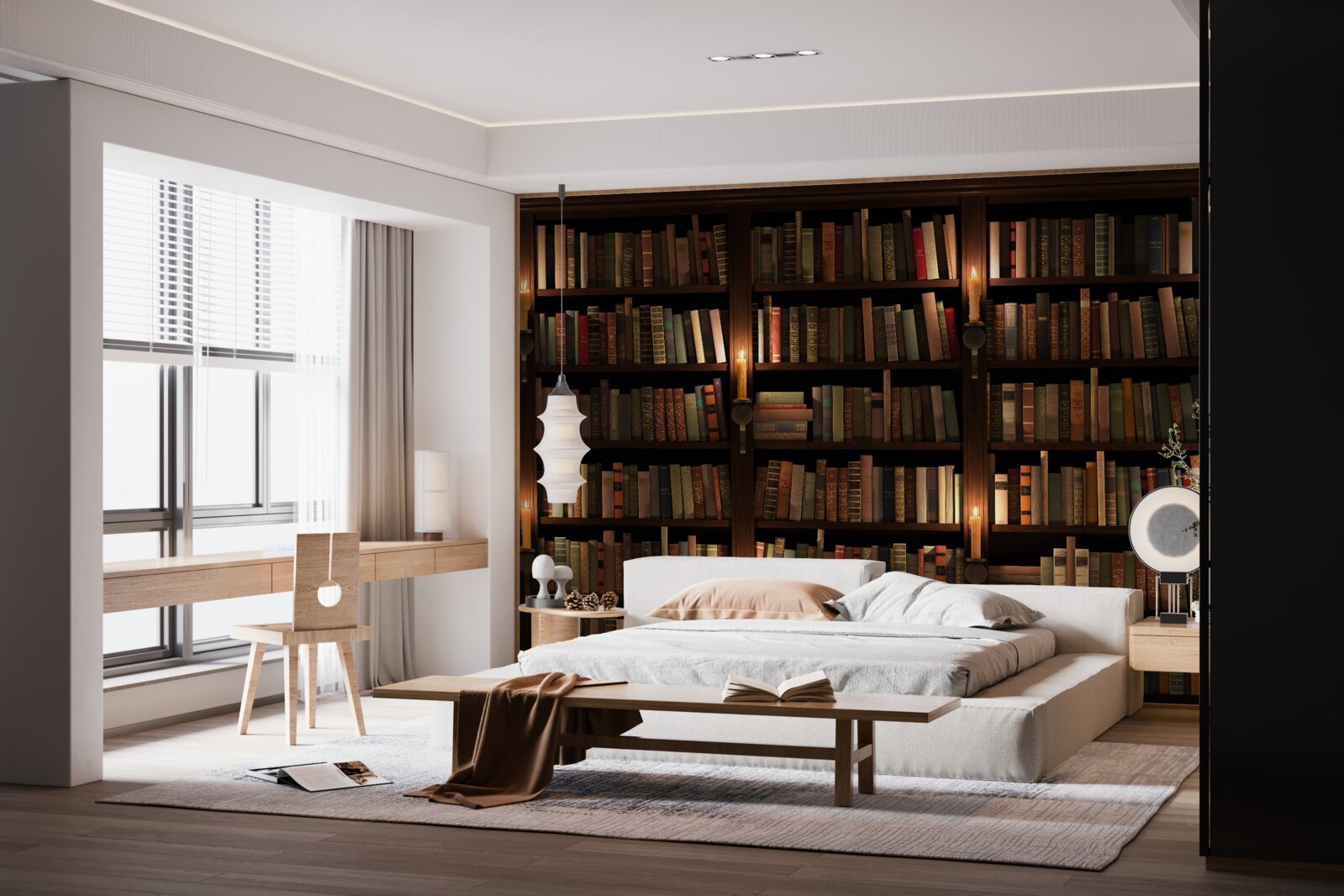 Papier peint bibliothèque historique riche