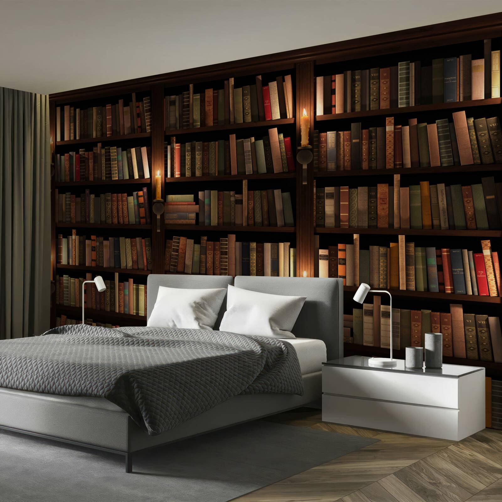 Papier peint bibliothèque historique riche