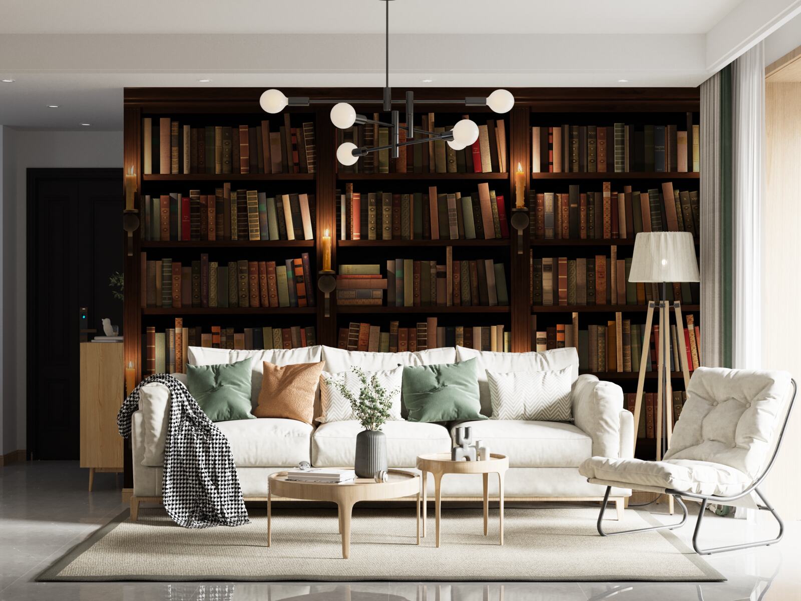 Papier peint bibliothèque historique riche