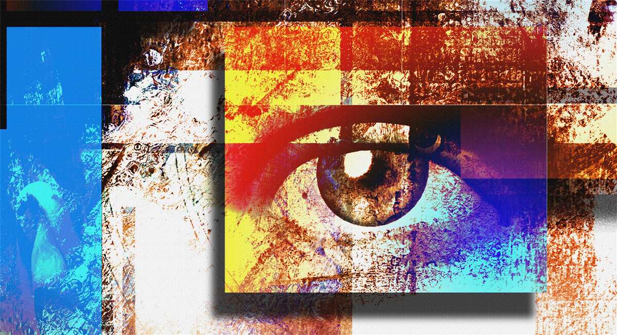 Papier peint un œil dans une palette multicolore