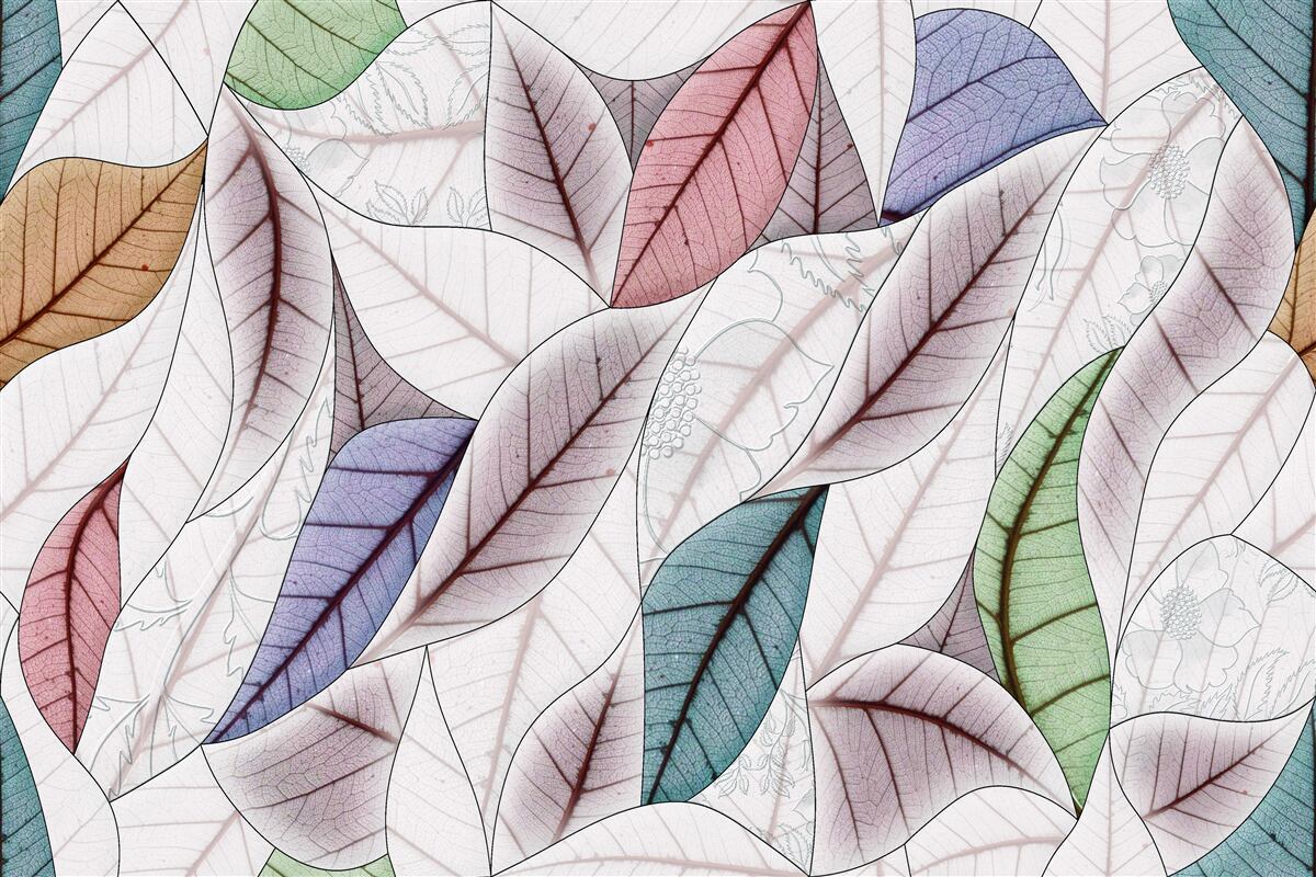 Papier peint peinture abstraite composée de feuilles d'automne