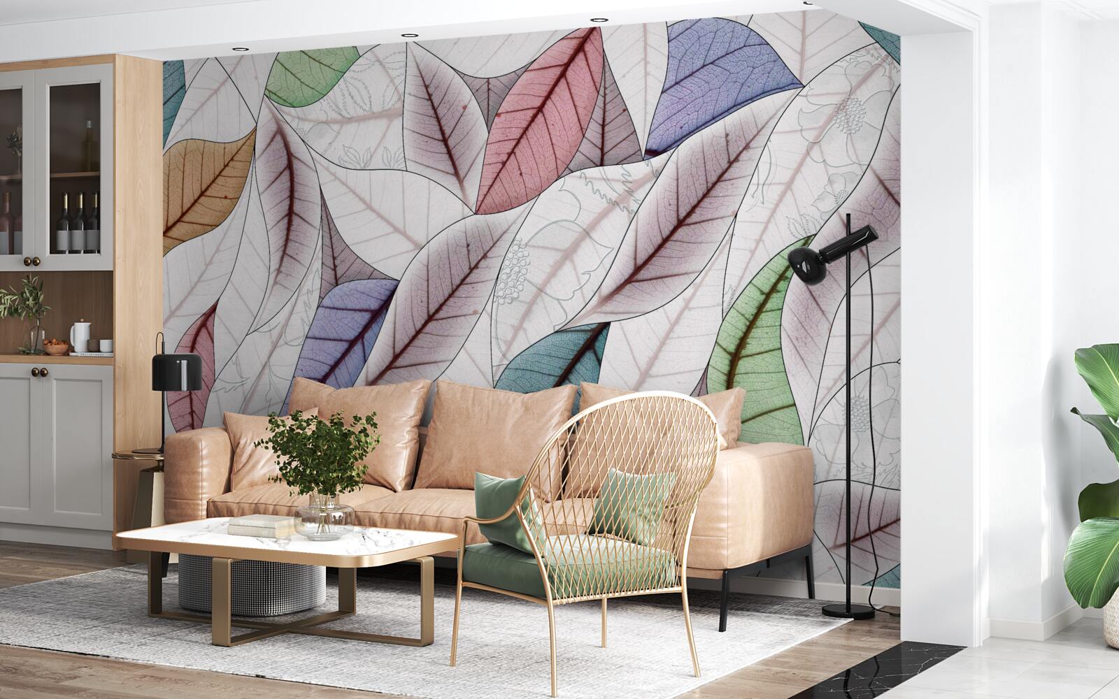 Papier peint peinture abstraite composée de feuilles d'automne