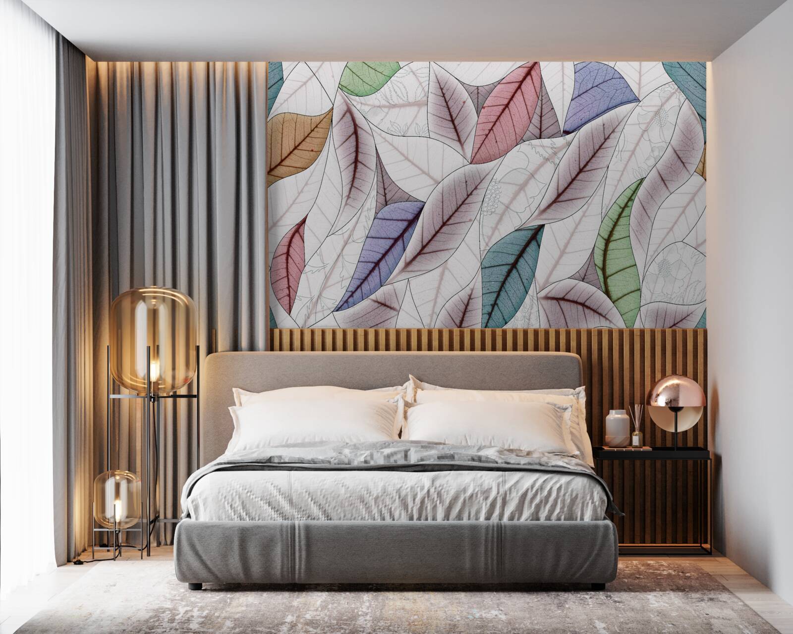 Papier peint peinture abstraite composée de feuilles d'automne