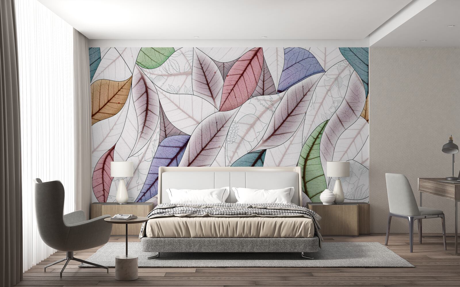 Papier peint peinture abstraite composée de feuilles d'automne