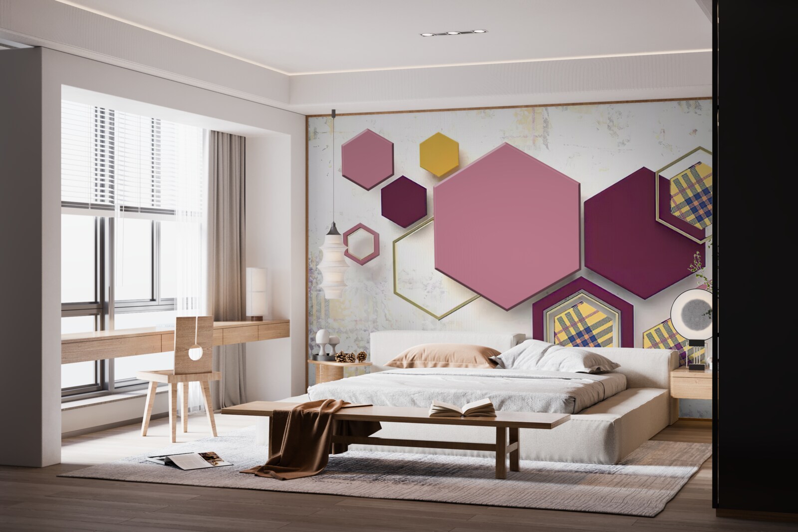 Papier peint formes pentagonales avec remplissage