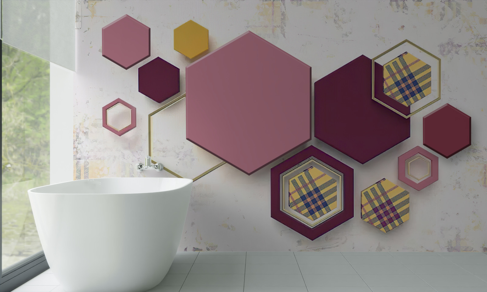 Papier peint formes pentagonales avec remplissage