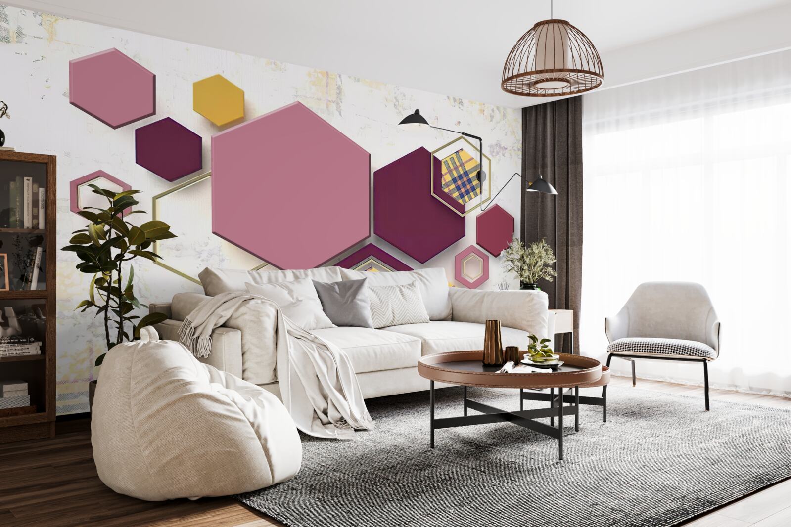 Papier peint formes pentagonales avec remplissage