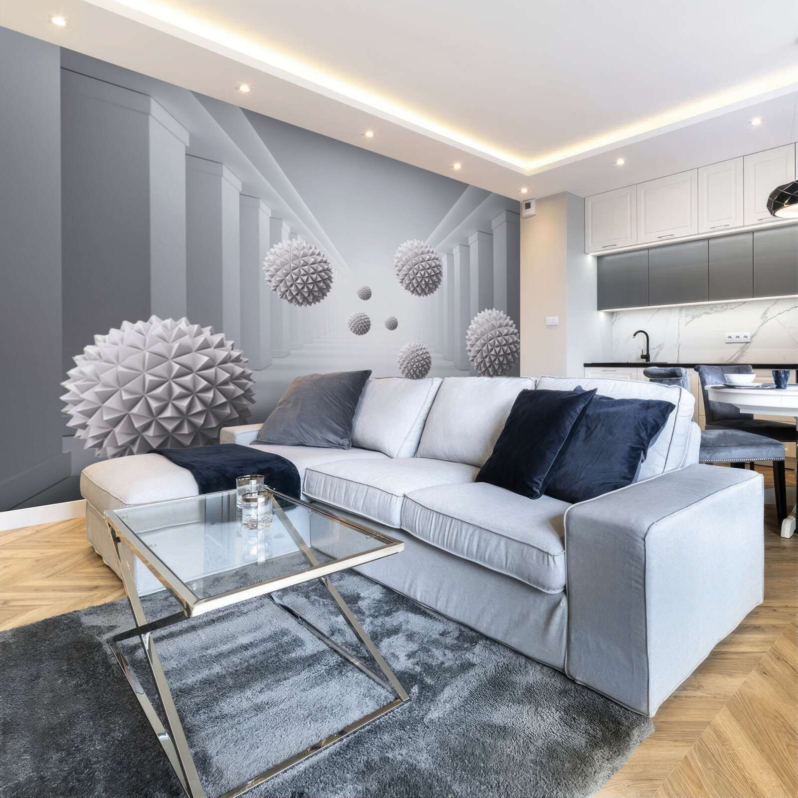 Papier peint les balles disparaissent dans un couloir sans fin