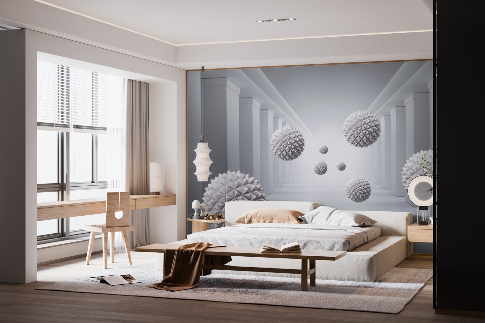 Papier peint les balles disparaissent dans un couloir sans fin