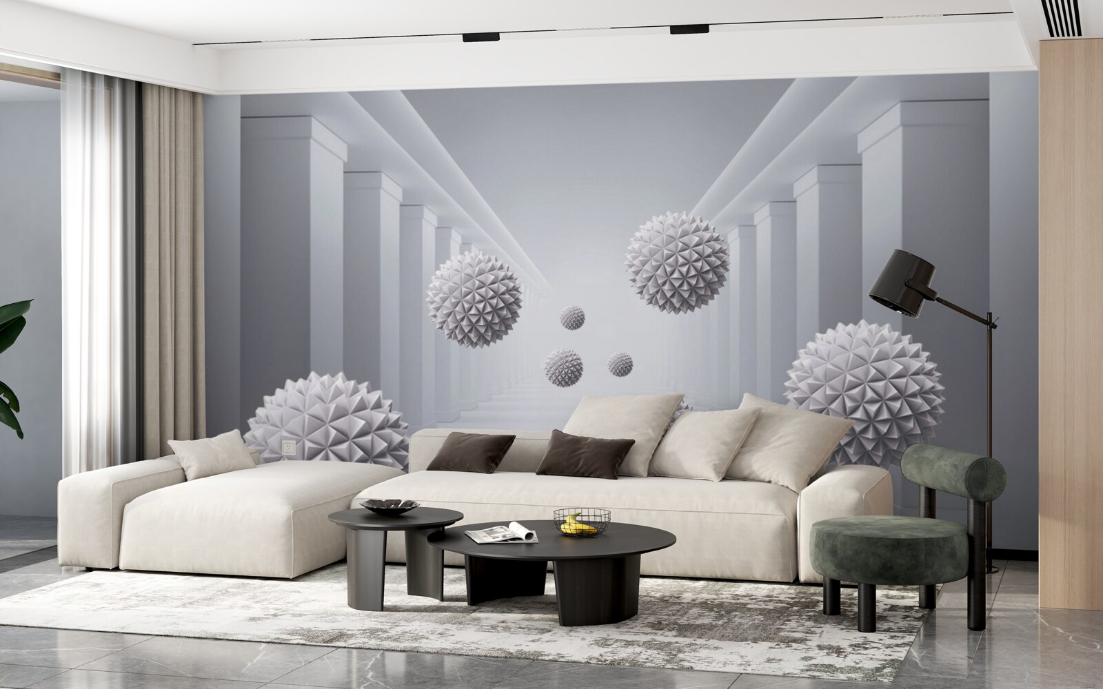 Papier peint les balles disparaissent dans un couloir sans fin