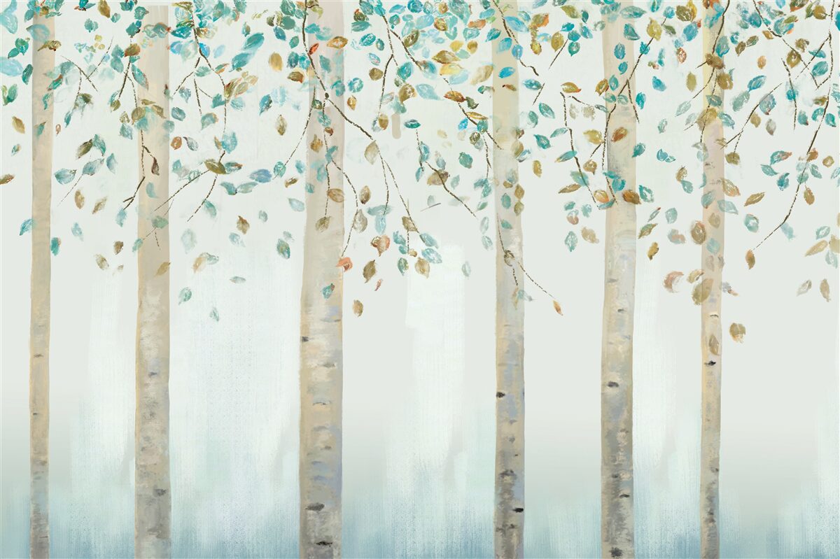 Papier peint les bouleaux minces dans la vapeur