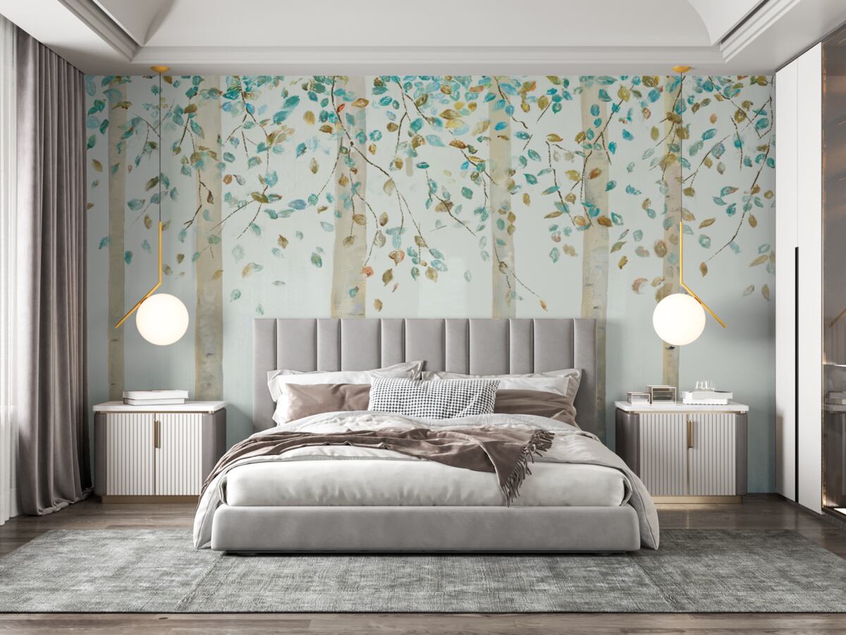 Papier peint les bouleaux minces dans la vapeur