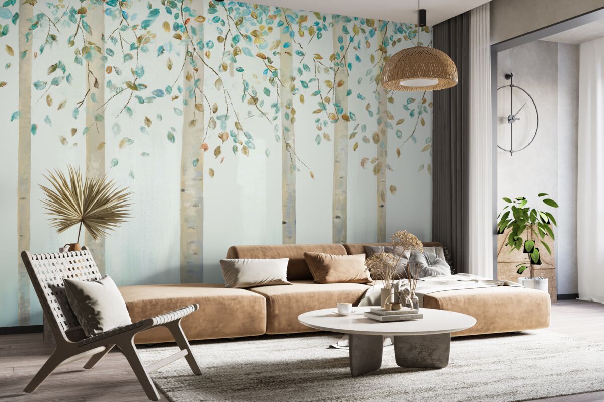 Papier peint les bouleaux minces dans la vapeur