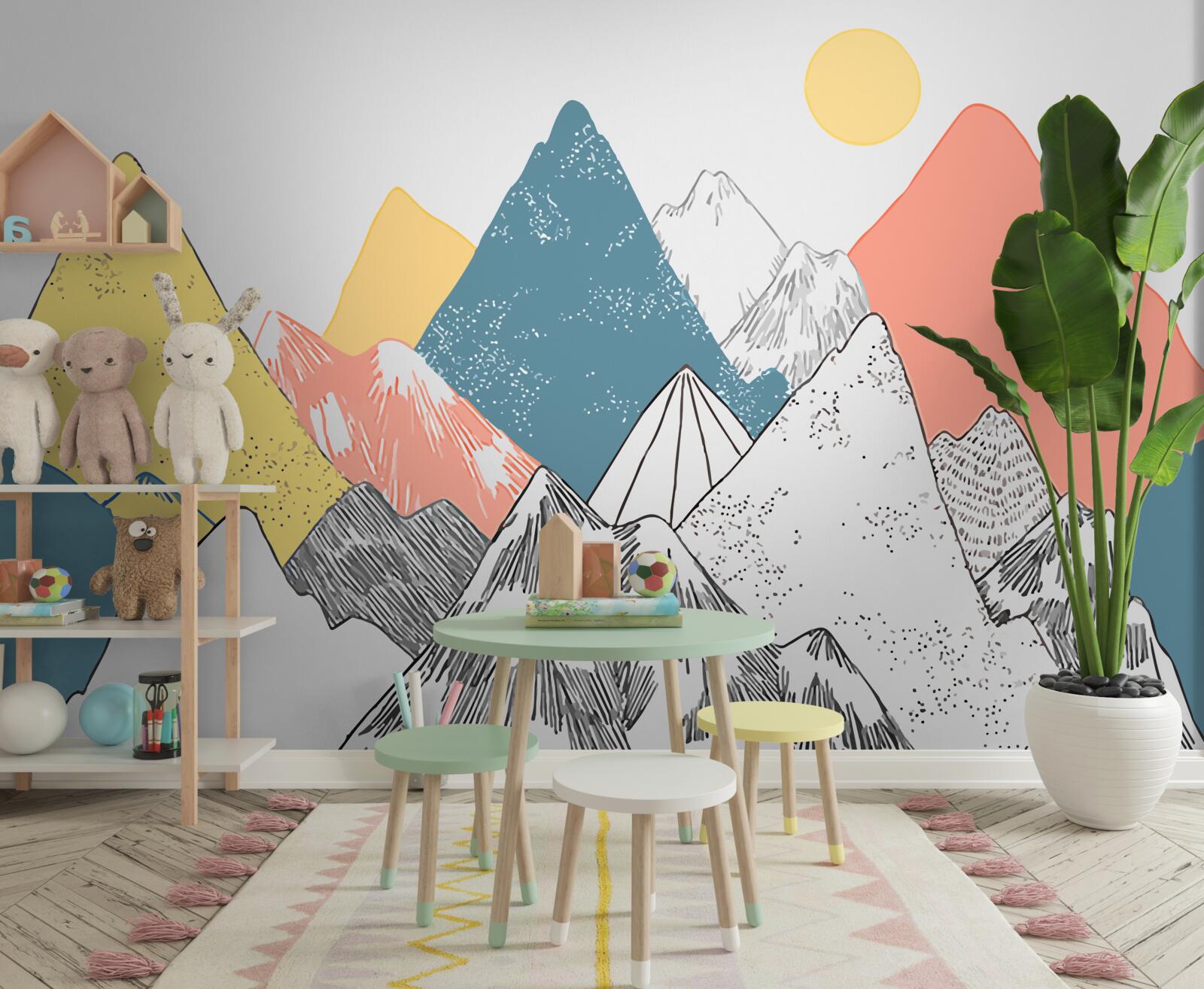 Papier peint coucher de soleil hivernal dans les montagnes froides