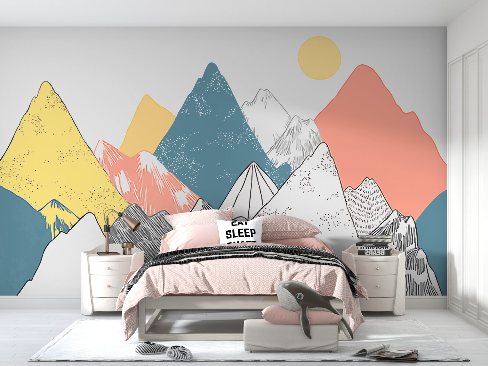 Papier peint coucher de soleil hivernal dans les montagnes froides