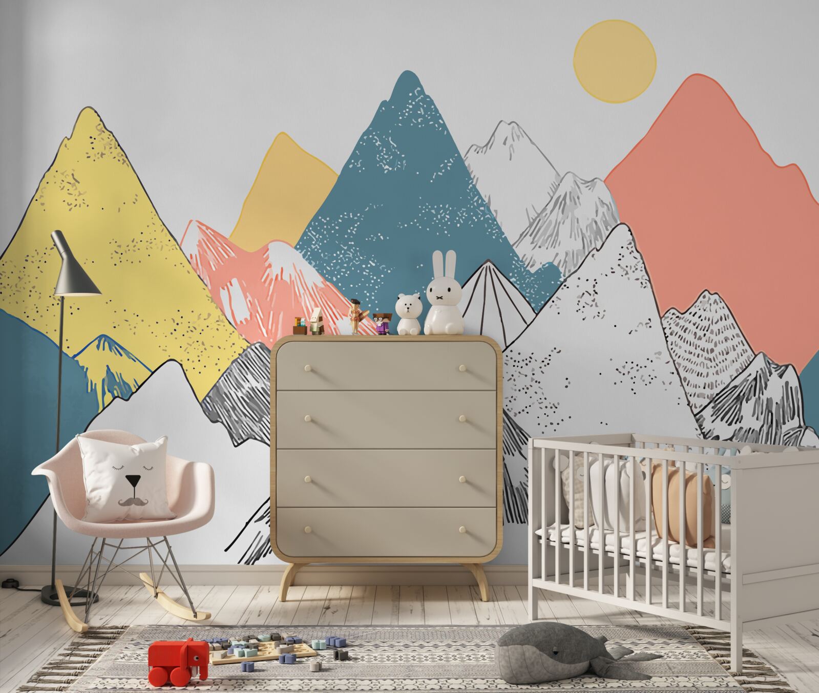 Papier peint coucher de soleil hivernal dans les montagnes froides