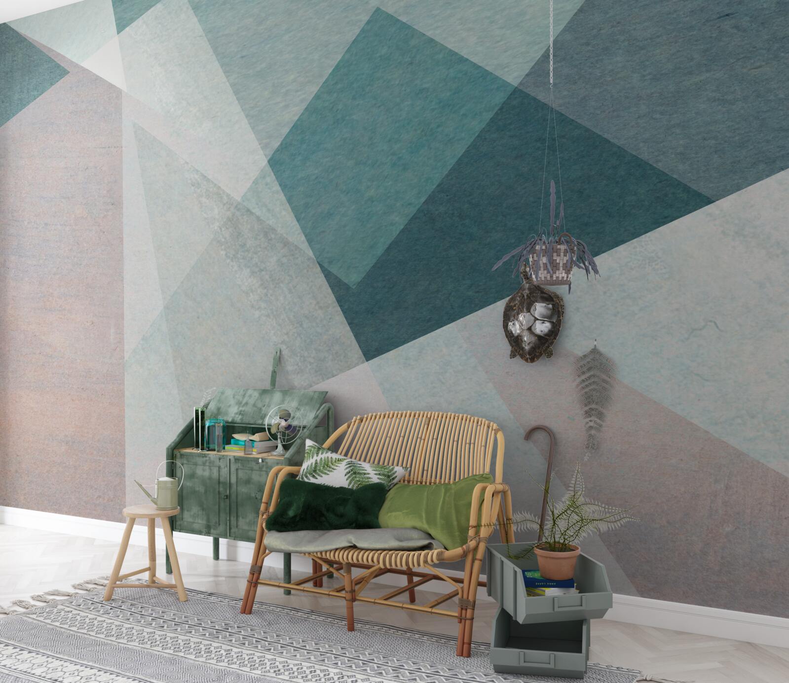 Papier peint pics dans les tons de bleu et de rose