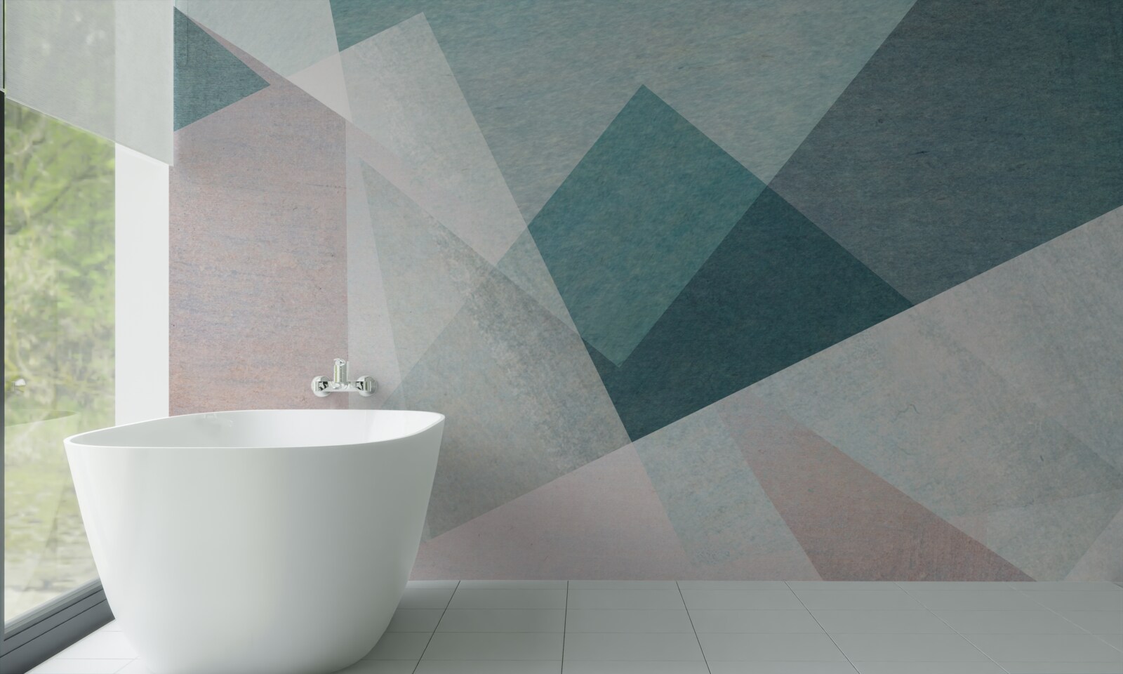 Papier peint pics dans les tons de bleu et de rose