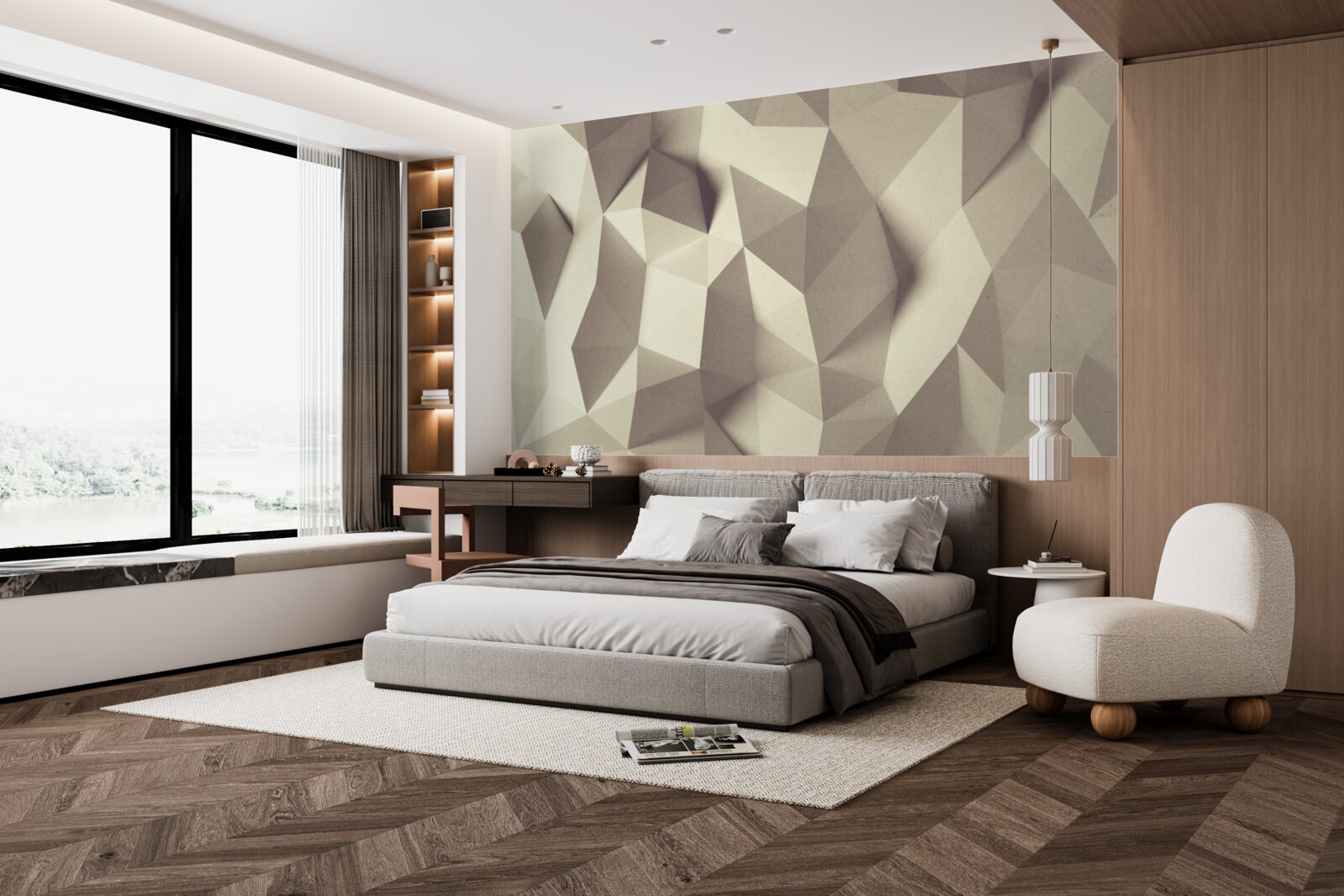 Papier peint texture de formes géométriques avec un volume clair