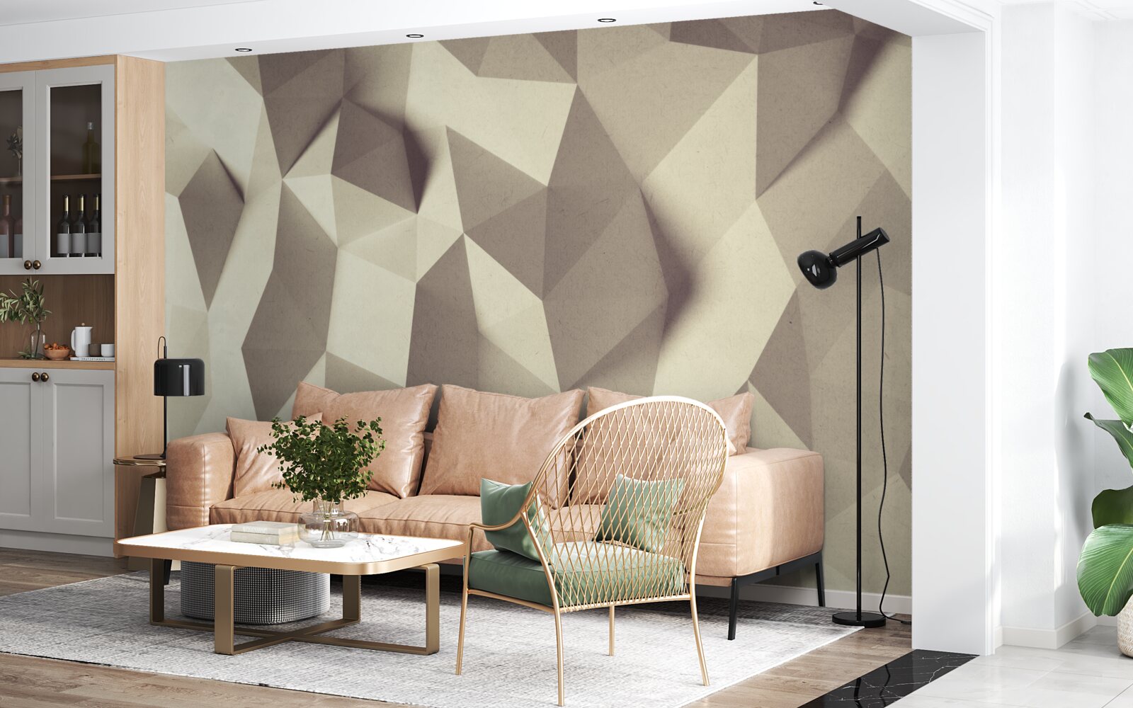 Papier peint texture de formes géométriques avec un volume clair