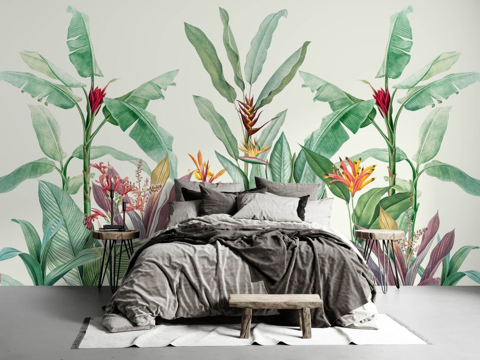 Papier peint feuilles vertes tropicales