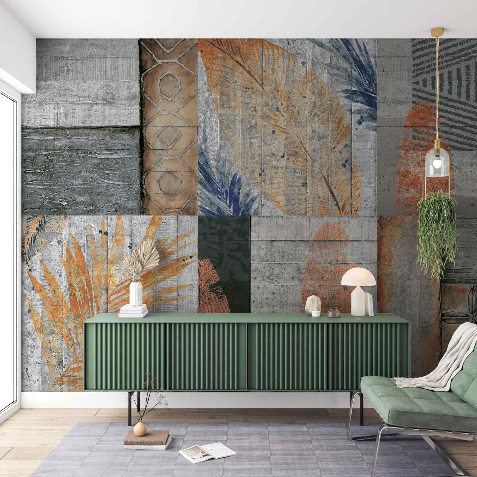 Papier peint figures géométriques dans des feuilles