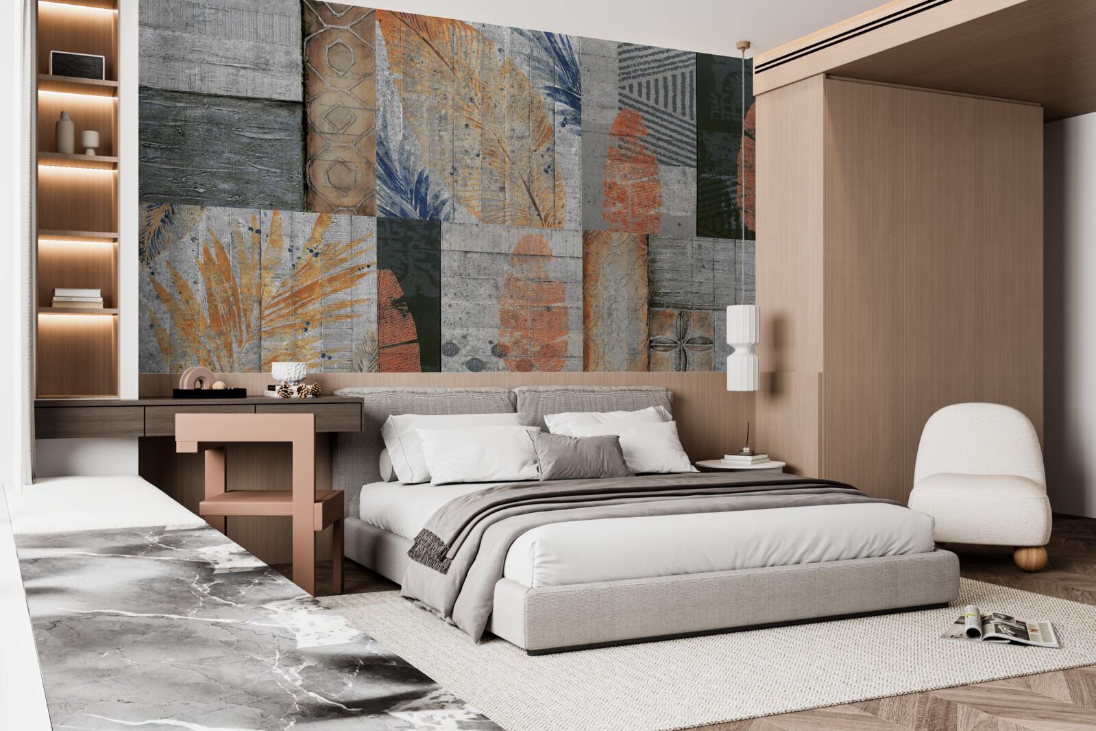 Papier peint figures géométriques dans des feuilles