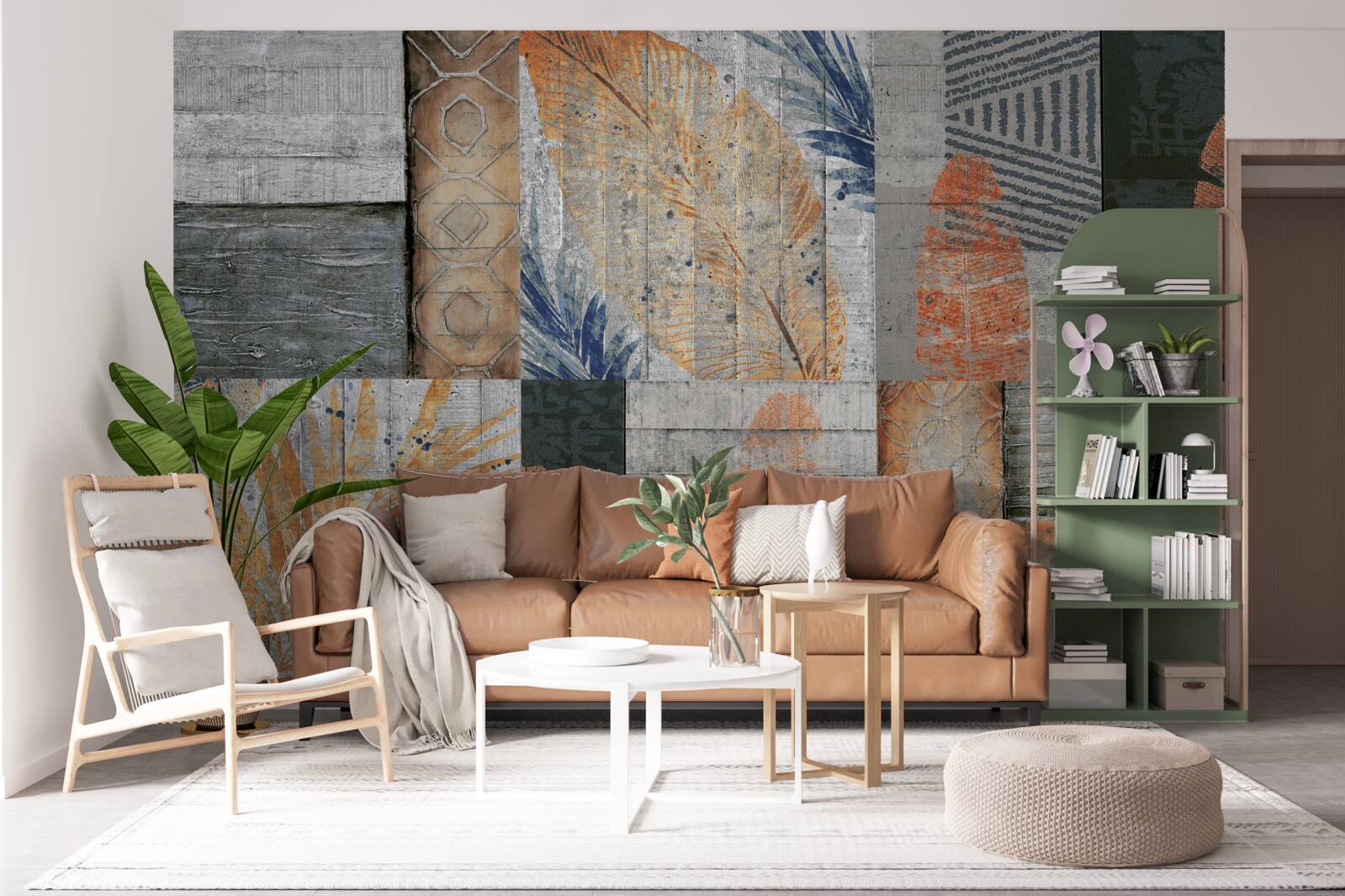 Papier peint figures géométriques dans des feuilles