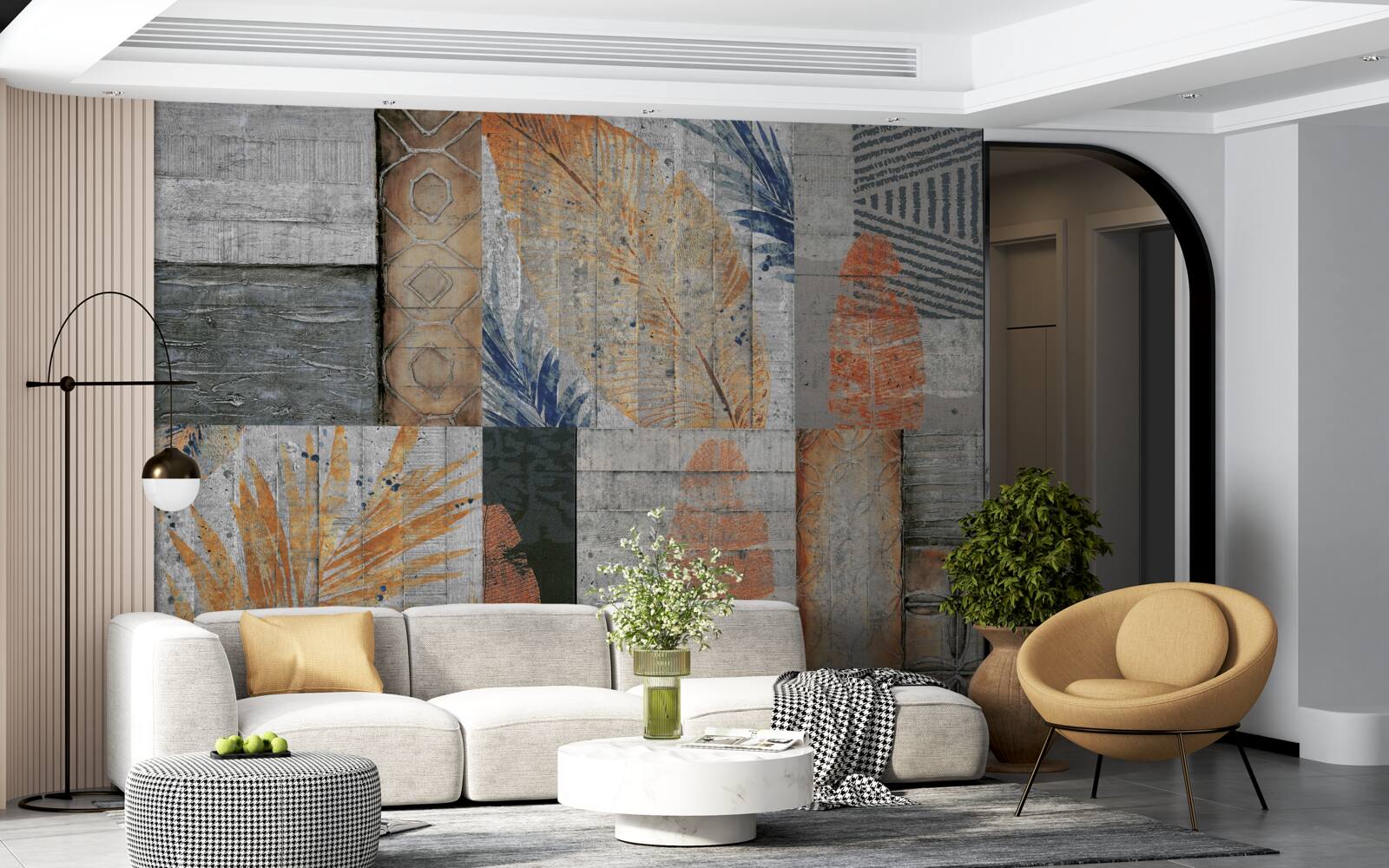 Papier peint figures géométriques dans des feuilles