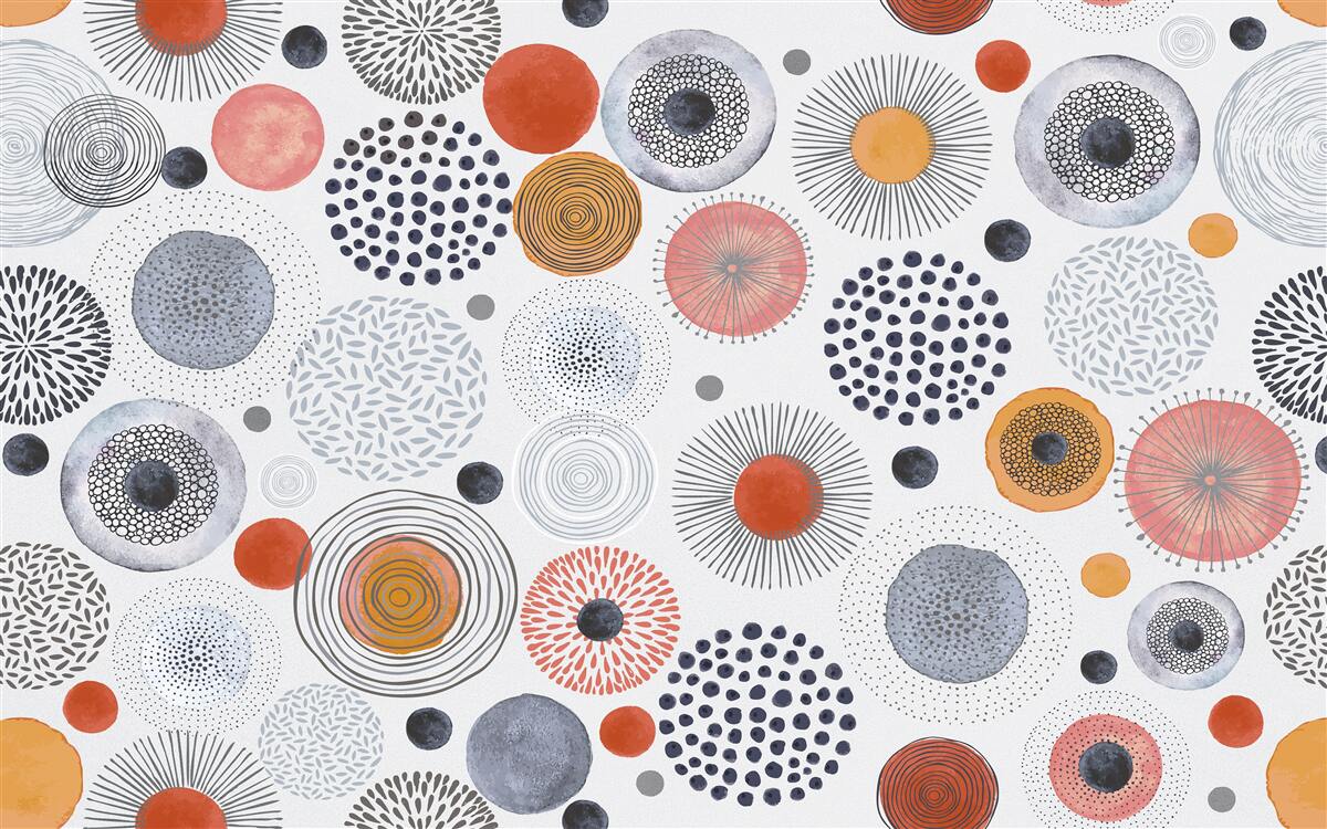 Papier peint tapis colorés contrastant avec le gris