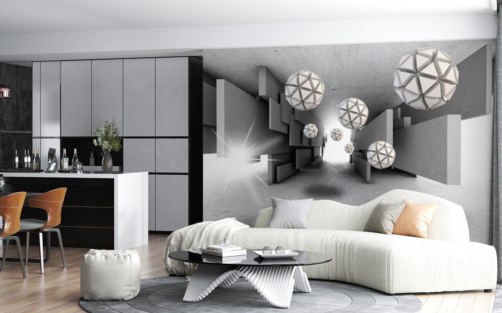 Papier peint composition de formes géométriques