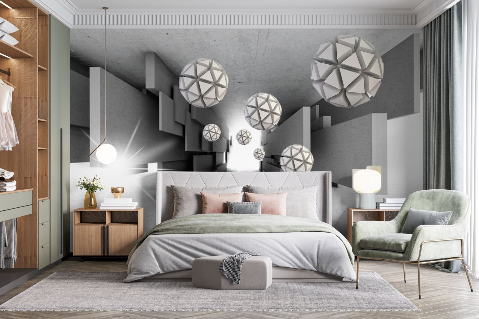 Papier peint composition de formes géométriques