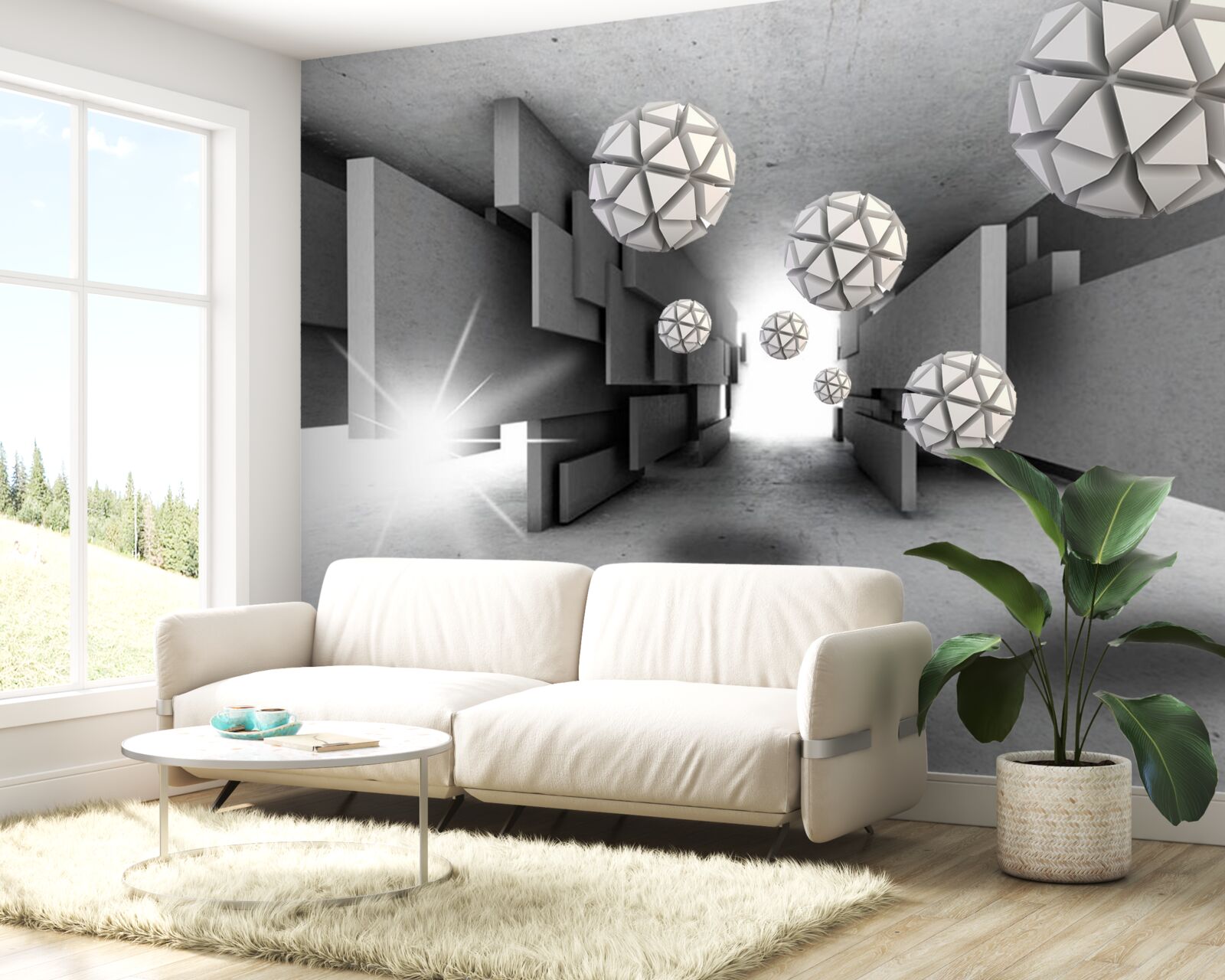 Papier peint composition de formes géométriques