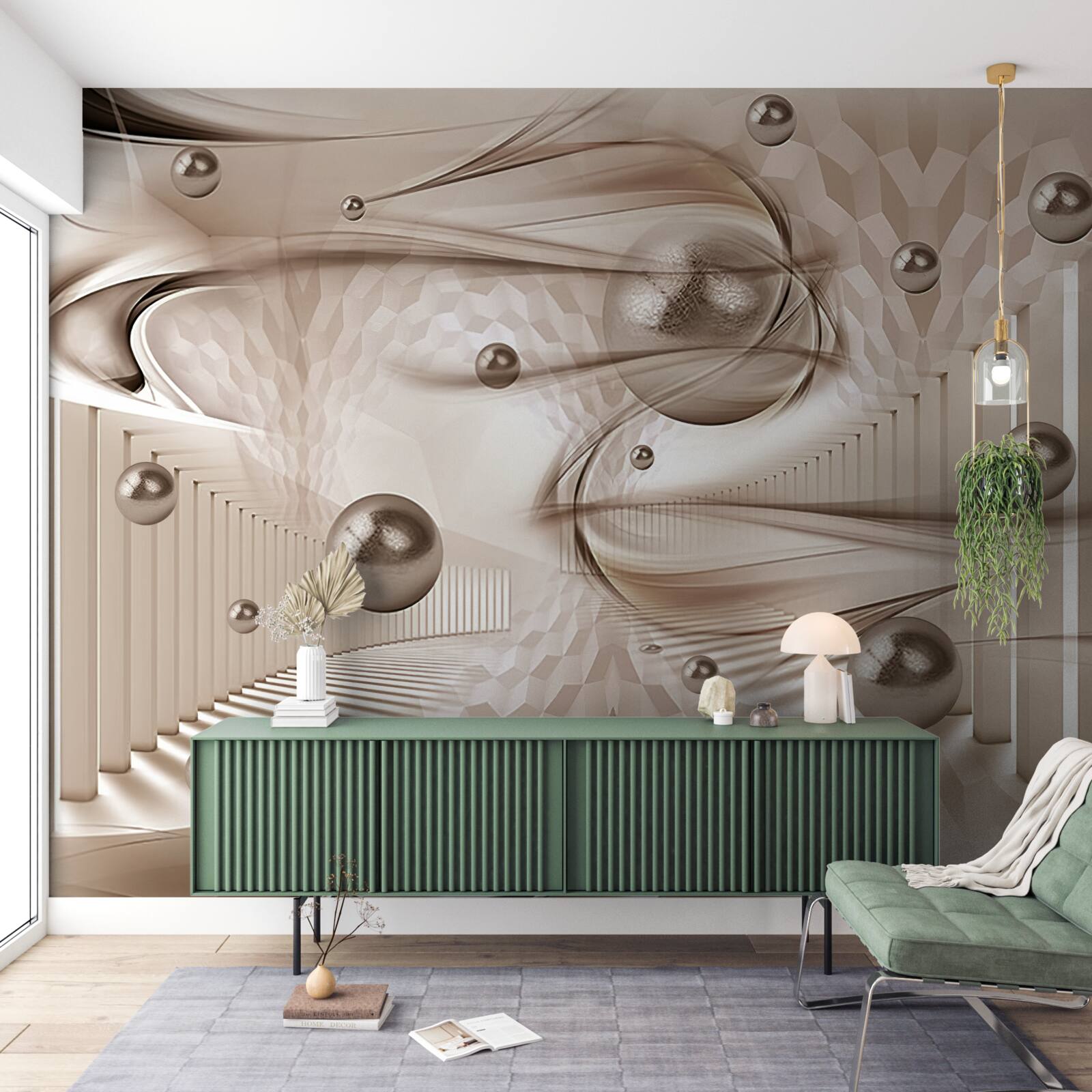 Papier peint abstrait en soie rose avec perles