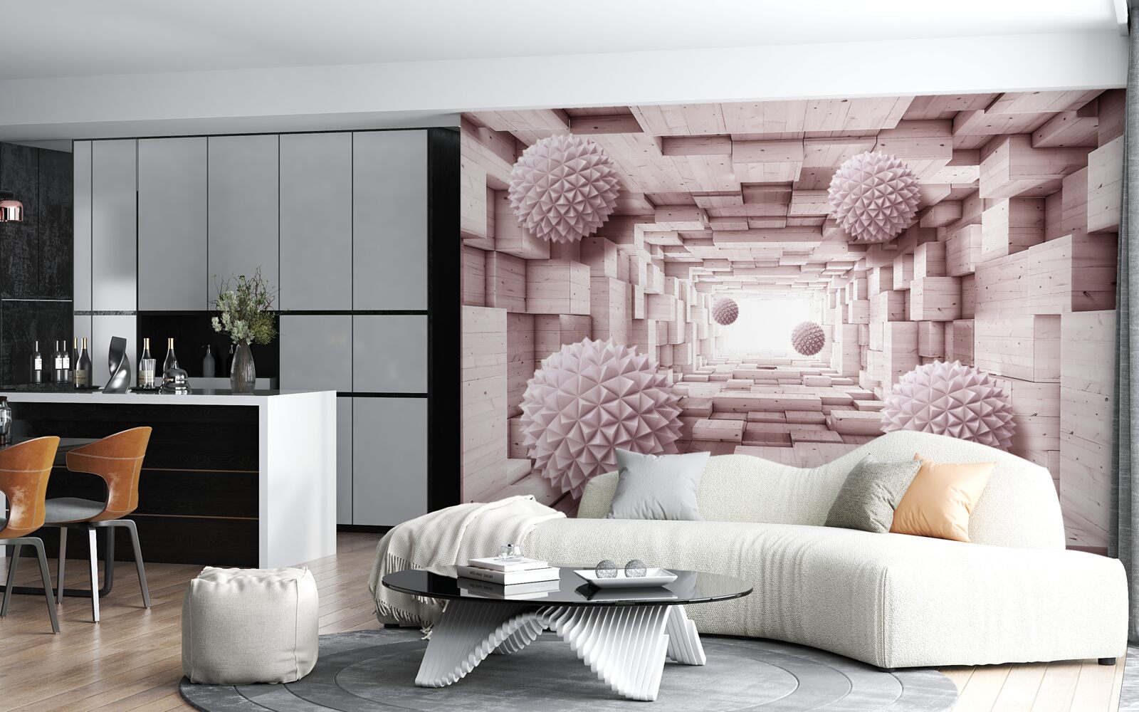 Papier peint boules géométriques allant à l'infini