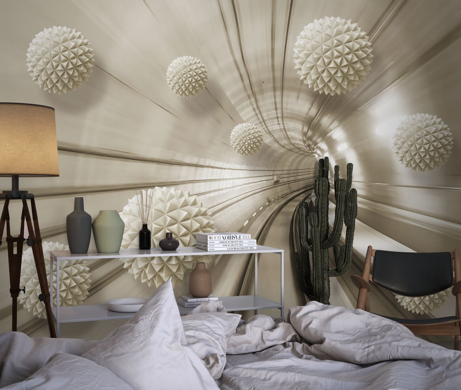 Papier peint boules marron clair dans le passage