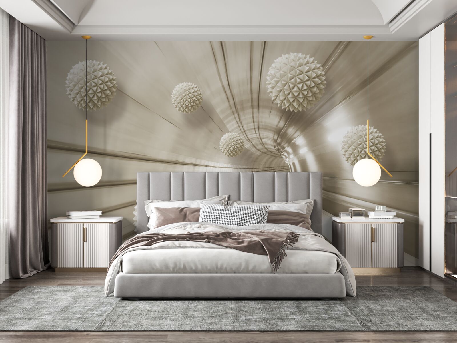 Papier peint boules marron clair dans le passage